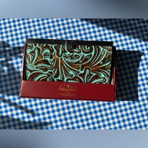 Patricia Nash Cauchy Wallet Tooled Turquoise Gift Box NWT $119